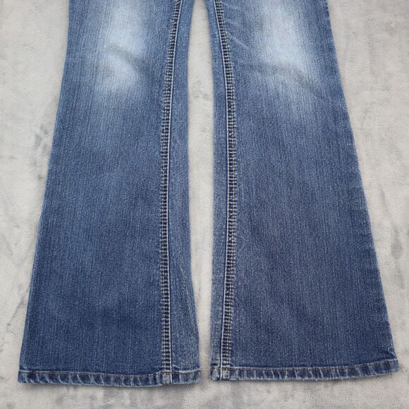 Iei Pants Womens 3 Blue Sophia Hipster Flare Mid Rise Medium Wash Denim Jeans - Picture 10 of 16